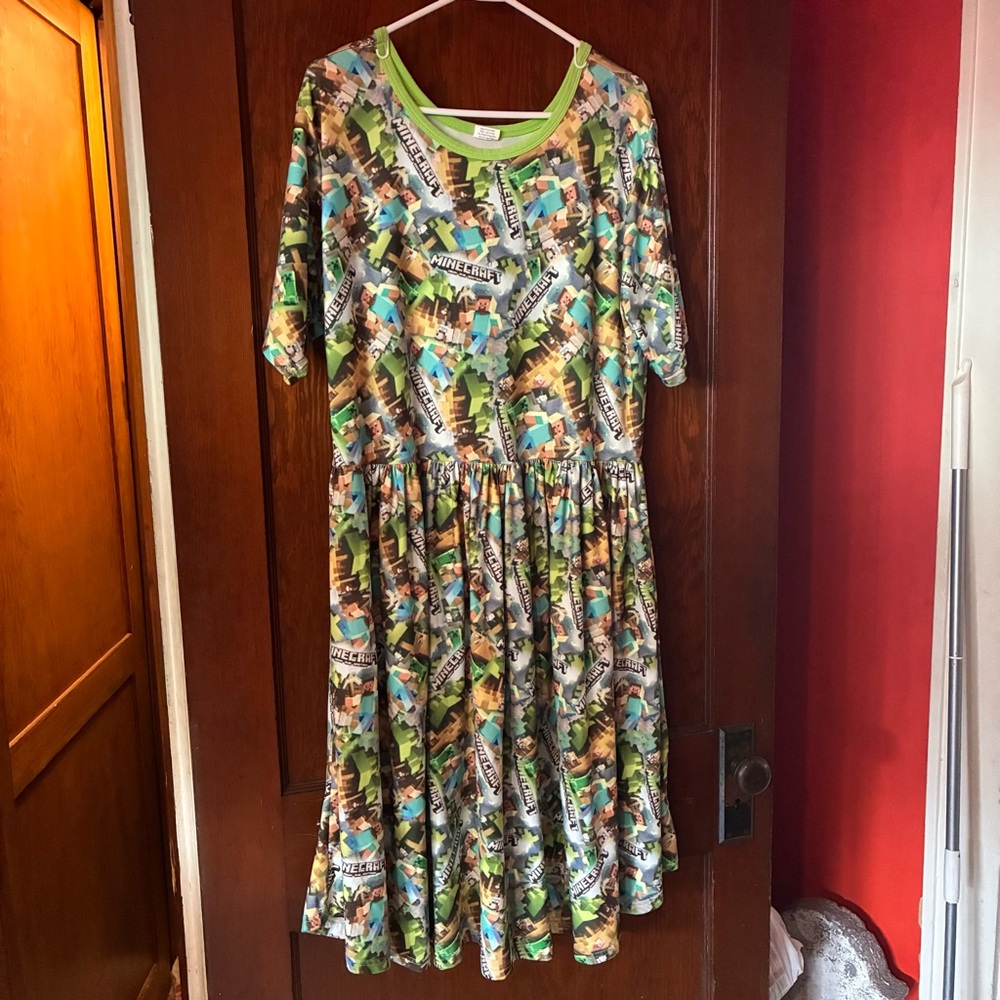 Minecraft Graphic Dress XL – Gamer Girl Geekcore Fit & Flare Boutique Style